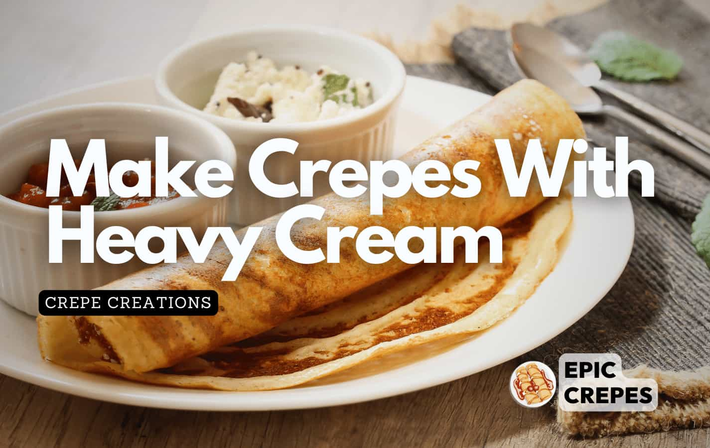 Crepes on a plate with dipping sauces