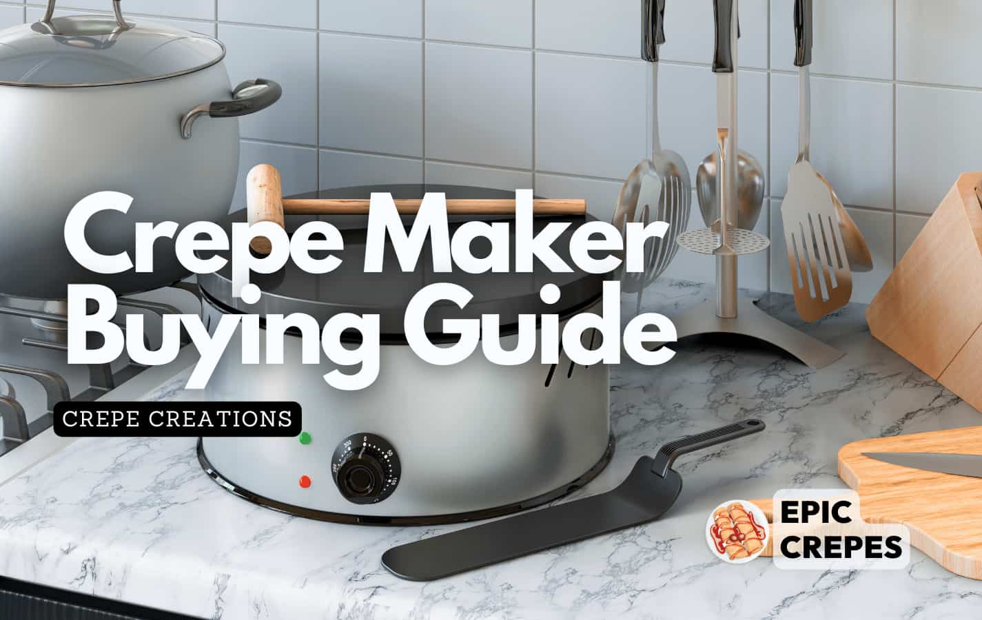 Crepe maker on the kitchen counter with a spreader close by