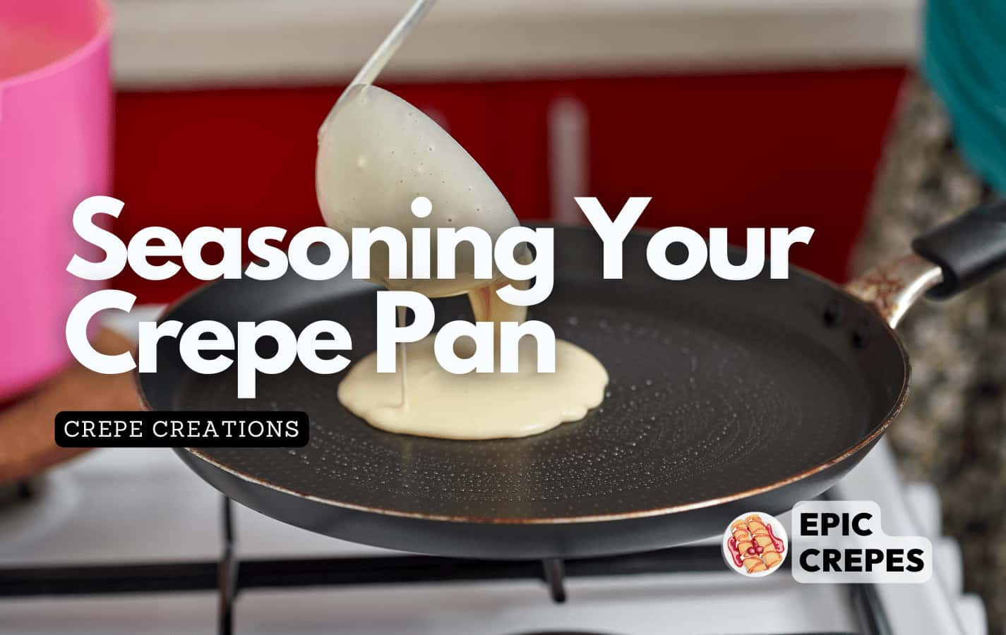 starting a crepe on a crepe pan