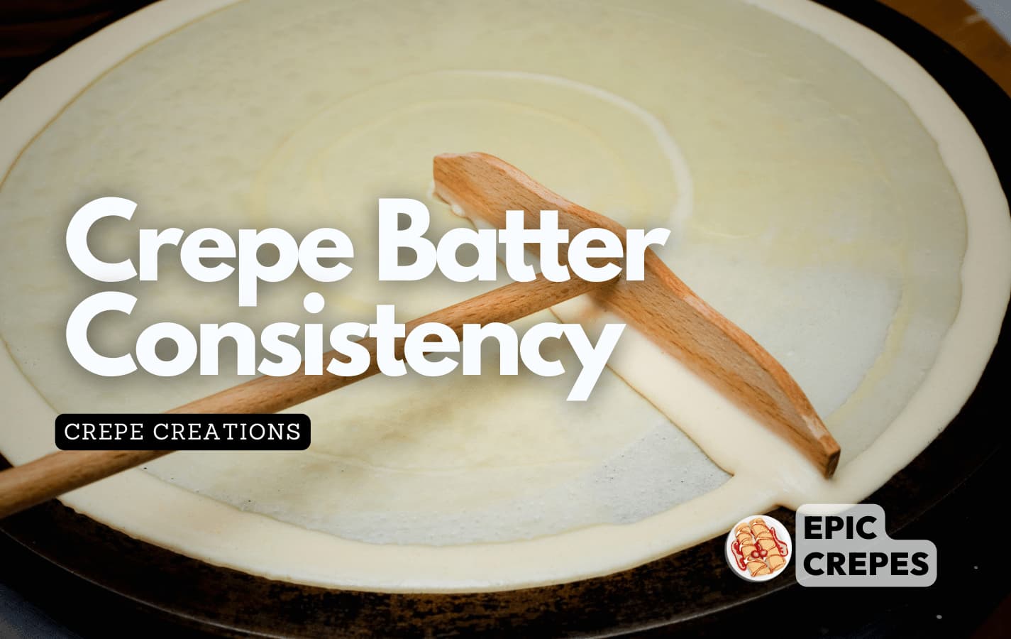 Spreading out crepe batter on a pan to cook a perfect crepe